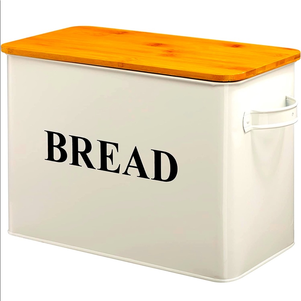 Large Bread Box with Ecological Bamboo Cutting Board Cover